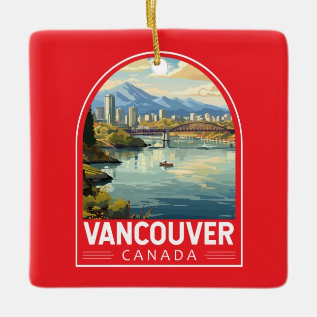 Vancouver Canada Travel Art Vintage Julgransprydnad Keramik (Framsida)