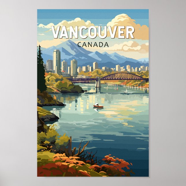 Vancouver Canada Travel Art Vintage Poster (Framsidan)