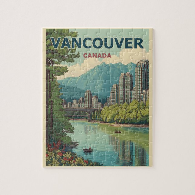 Vancouver Canada Travel Art Vintage Pussel (Vertikal)