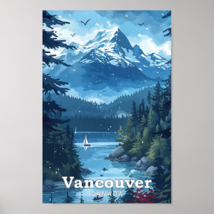 Vancouver Canada Vintage Art Travel Illustration Poster