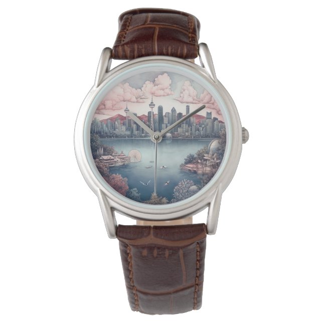 Vancouver City Canada Travel Painting Armbandsur (Framsida)