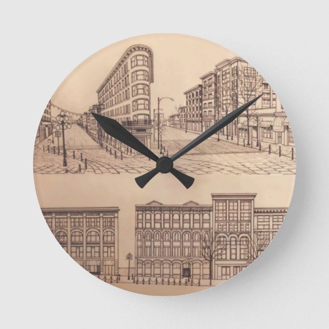 Vancouver Clock ger Dockor Gastown Wall Clock Rund Klocka (Framsida)