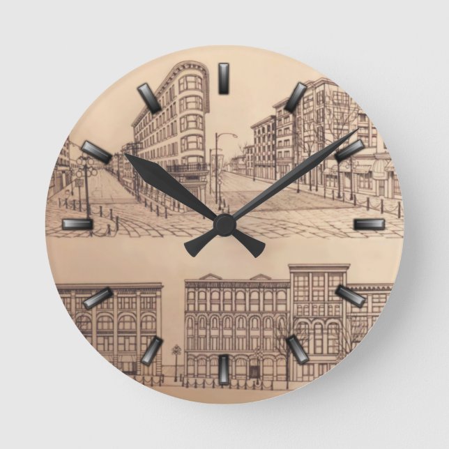 Vancouver Clock ger Dockor Gastown Wall Clock Rund Klocka (Framsida)