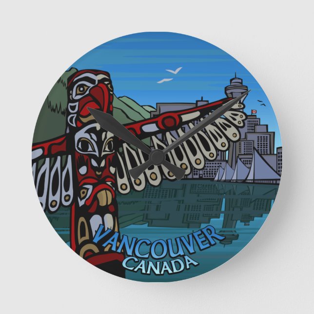Vancouver Clock ger Väggsluss för dekorvkoppel Rund Klocka (Framsida)