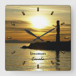 Vancouver Clock Gifts Totem Pole Vancouver Clock Fyrkantig Klocka