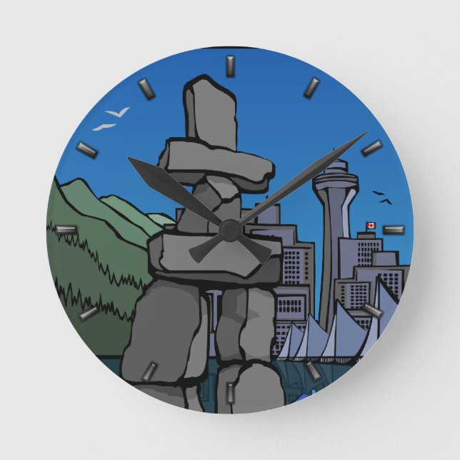 Vancouver Clock Gifts Vancouver Souvenir Clock Rund Klocka (Framsida)