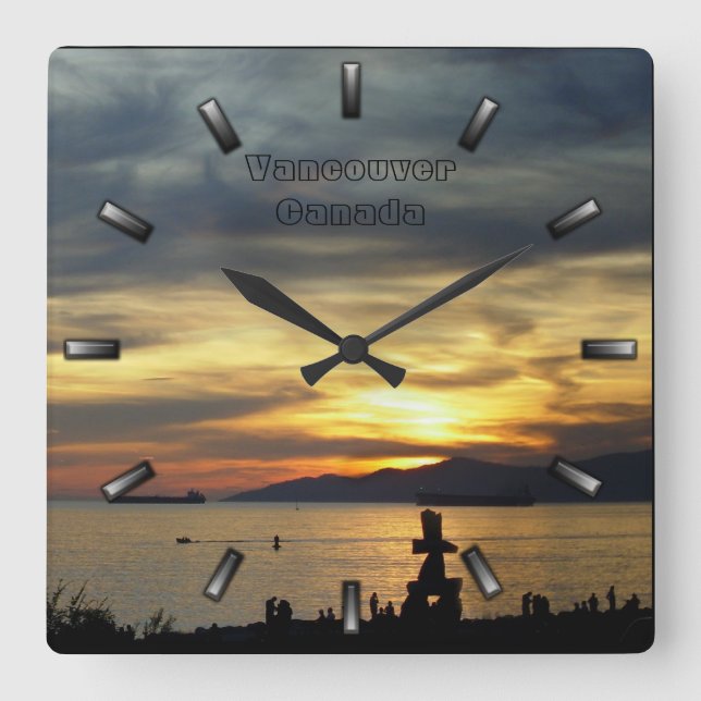 Vancouver Clock Personlig Vancouver Wall Clock Fyrkantig Klocka (Framsida)