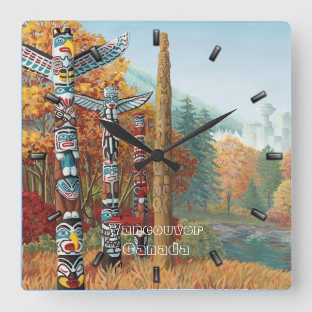 Vancouver Clock Personlig Vancouver Wall Clock Fyrkantig Klocka (Framsida)
