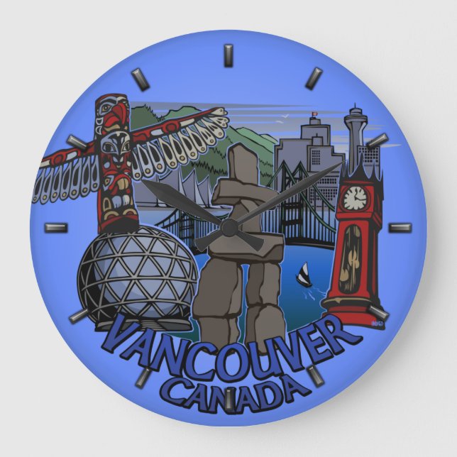 Vancouver Clock presenterar "Decor First Nations C Stor Klocka (Framsida)