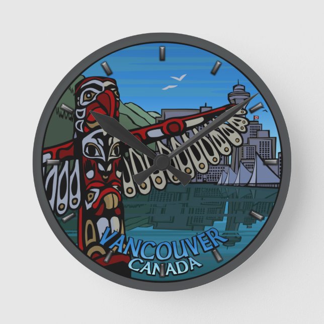 Vancouver Clock presenterar Dockor First Nations-k Rund Klocka (Framsida)