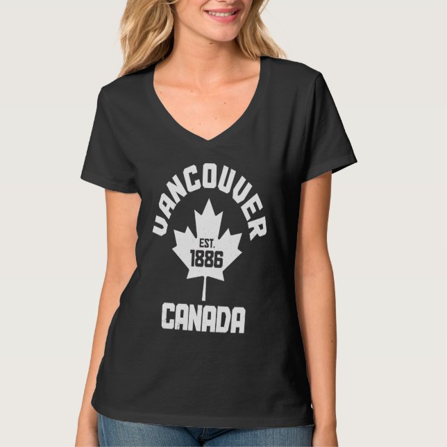 Vancouver Est 1886 British Columbia Canada Canadia T Shirt (Framsida)