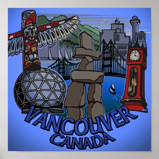 Vancouver First Nations Poster Landmark Art Decor (Framsidan)