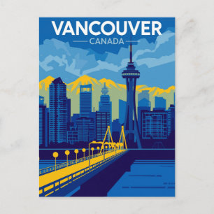 Vancouver Harbour Retro Skyline Vykort