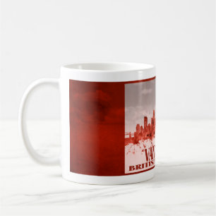 Vancouver horisont med röd grunge kaffemugg