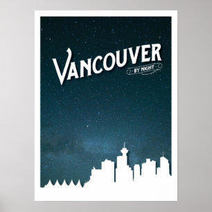 Vancouver horisont vid natt - affisch