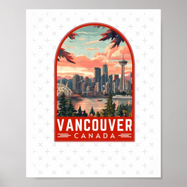 Vancouver i Kanada Retro Vector Researbetad Resemä Poster (Framsidan)