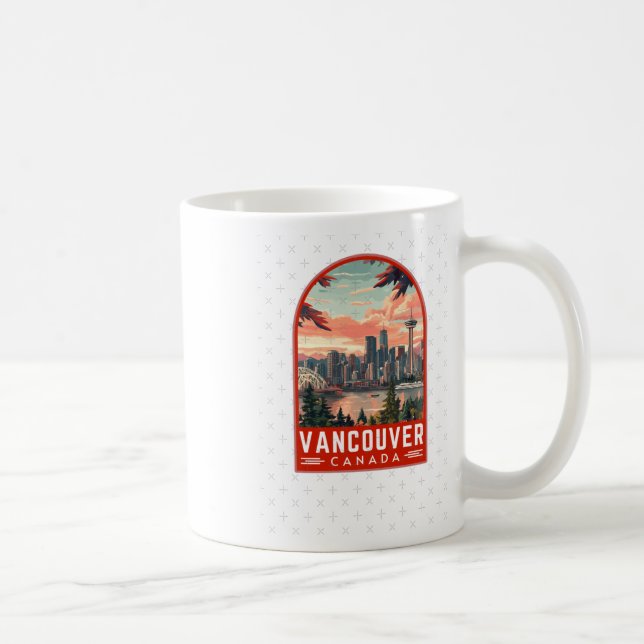 Vancouver i Kanada Retro Vector Resemärke Kaffemugg (Höger)
