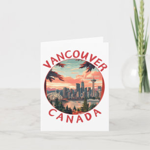 Vancouver I Kanada Retro Vektor Resa Konst Landska Kort