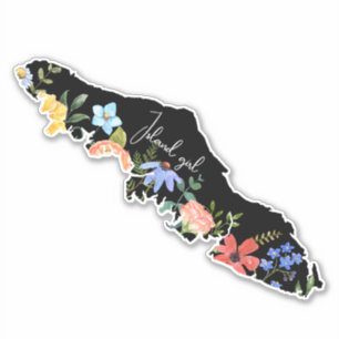 Vancouver Island Blommigt Watercolor Wildblommor Klistermärken