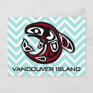 Vancouver Island Nautilus Tribal Totem Späckhuggar Vykort