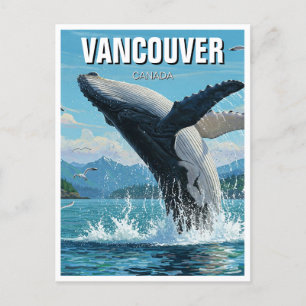 Vancouver Island Puckelvalar Hoppar Ut Ur Vattnet Vykort