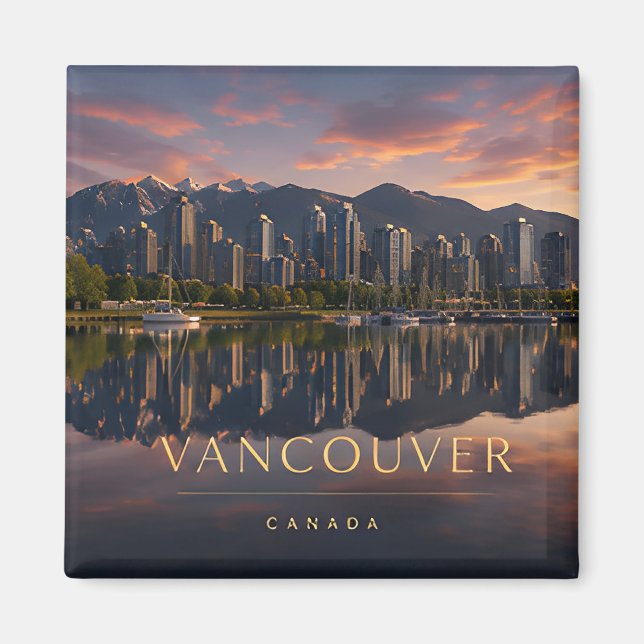 Vancouver Kanada Bergsjö Reflektion Magnet (Framsidan)