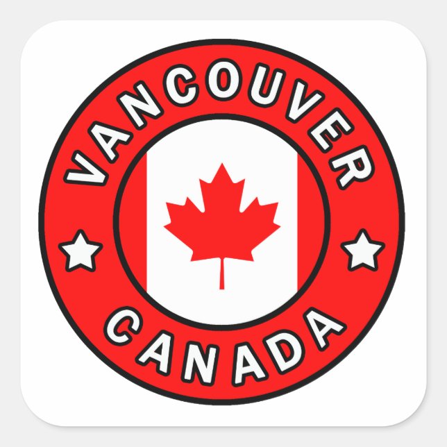Vancouver Kanada Fyrkantigt Klistermärke (Framsida)