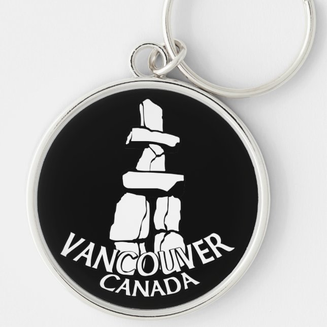 Vancouver Kanada nyckelringVancouver souvenir Rund Silverfärgad Nyckelring (Framsidan)