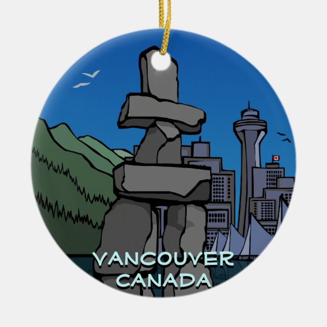 Vancouver Kanada prydnadVancouver souvenir Julgransprydnad Keramik (Framsidan)