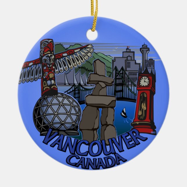 Vancouver Kanada prydnadVancouver souvenir Julgransprydnad Keramik (Framsidan)