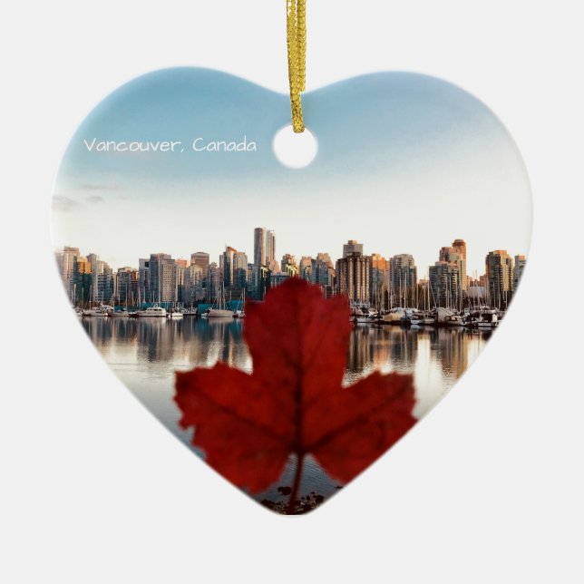 Vancouver Kanada röd lönnlövhorisont Julgransprydnad Keramik (Framsidan)