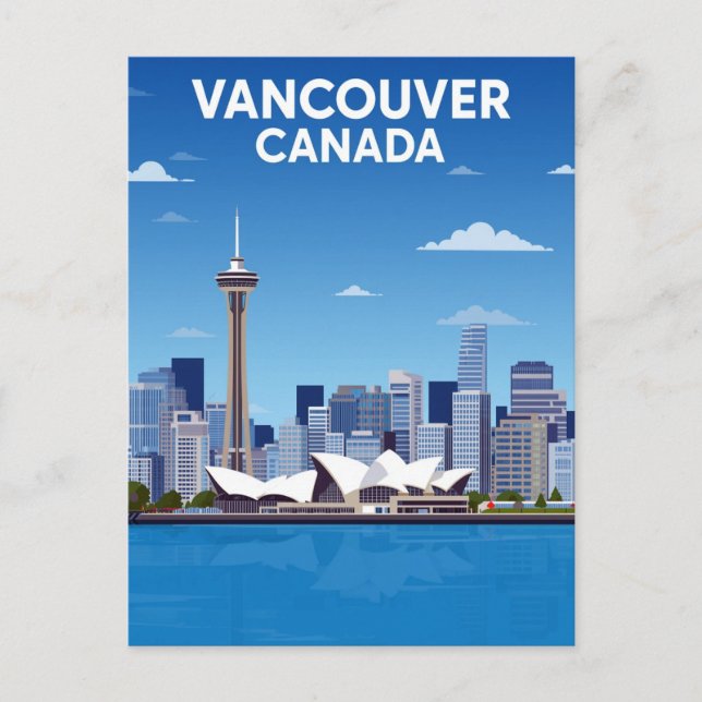 Vancouver Kanada Siluett Vintage Vykort (Framsida)
