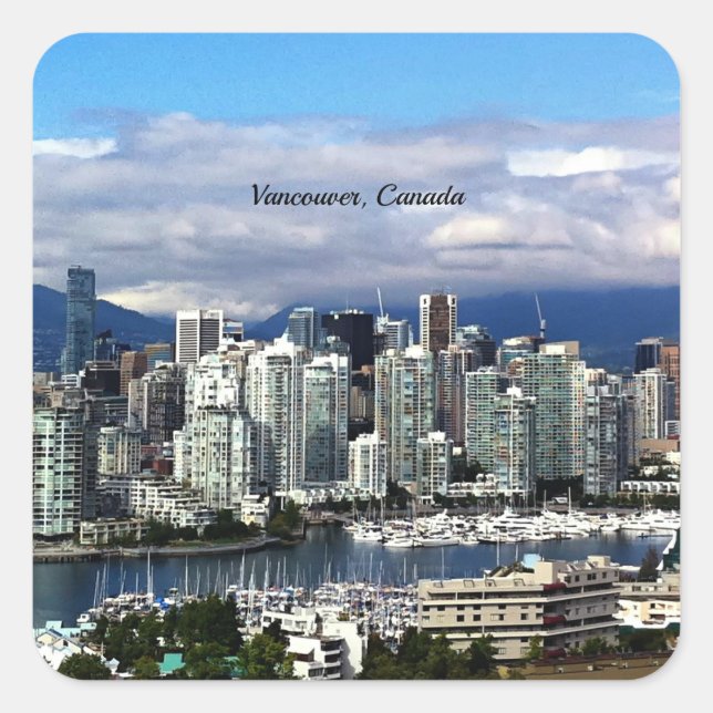 Vancouver, Kanada, skyline Fyrkantigt Klistermärke (Framsida)