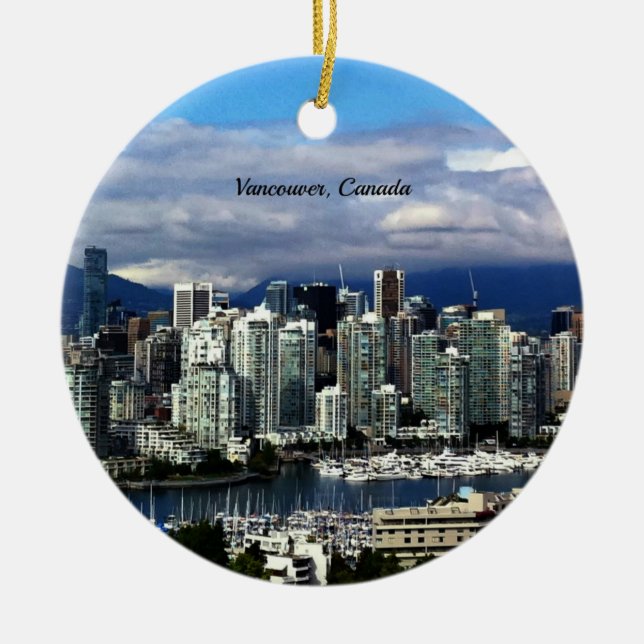 Vancouver, kanadensiska landskapsbilden julgransprydnad keramik (Framsidan)