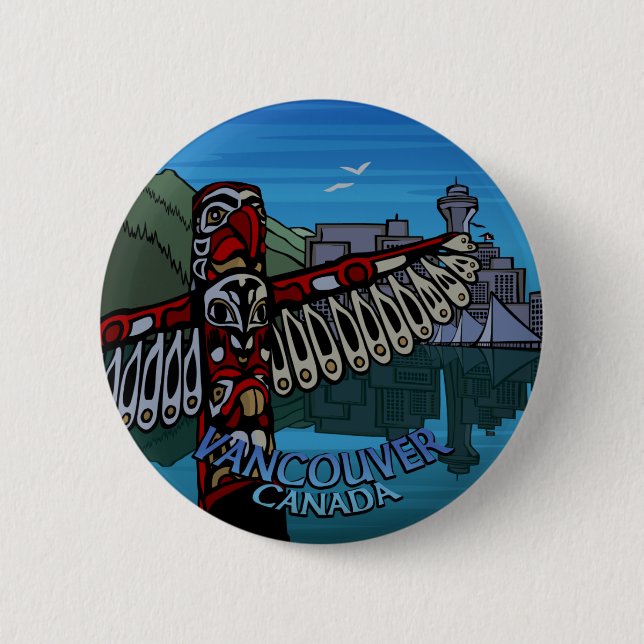 Vancouver knäppas souvenir knäppas TotemPole konst Knapp (Framsida)