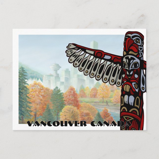 Vancouver konst vykort Vancouver totempål kort (Framsida)
