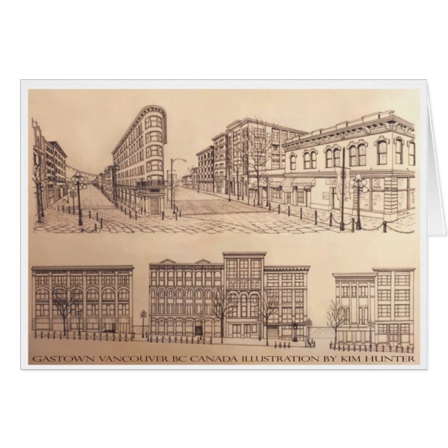 Vancouver-kort Souvenir-kort Gastown Art Cards Hälsningskort (Framsidan Horizontal)