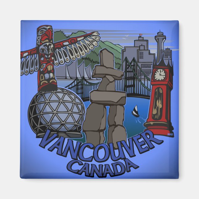 Vancouver Magnet BC Souvenir Landmark Art Gifts (Framsidan)
