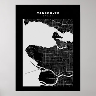 Vancouver Mörk City Karta Poster