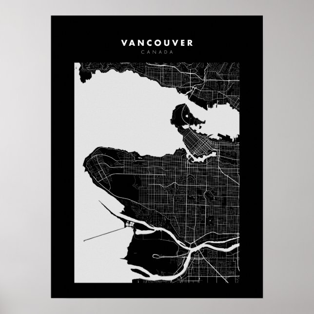 Vancouver Mörk City Karta Poster (Framsidan)