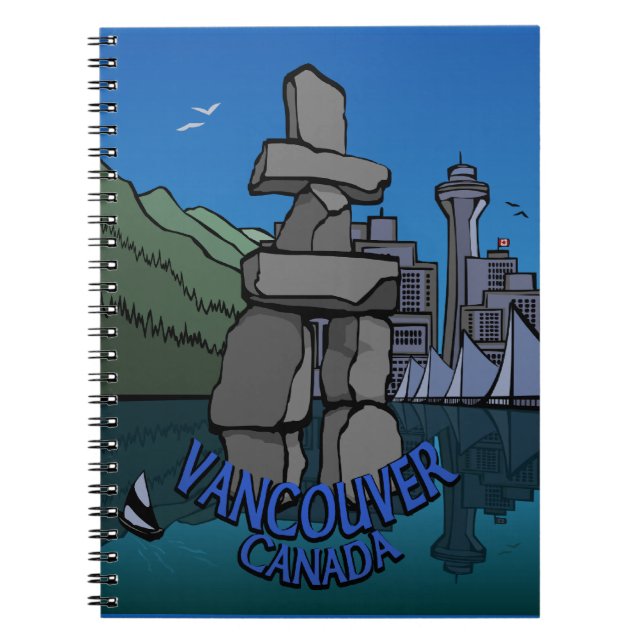 Vancouver Notebook Landmark Souvenir Journal Anteckningsbok Med Spiral (Framsidan)