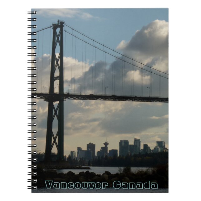 Vancouver Notebook Vancouver Cityscape Souvenir Anteckningsbok Med Spiral (Framsidan)