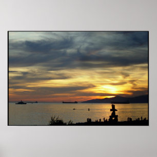 Vancouver Poster BC Sunset Sjölandskap Print