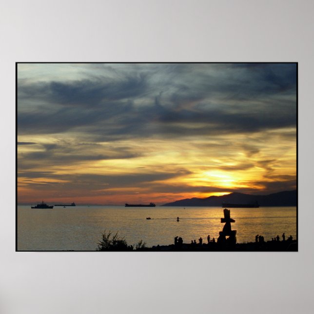 Vancouver Poster BC Sunset Sjölandskap Print (Framsidan)