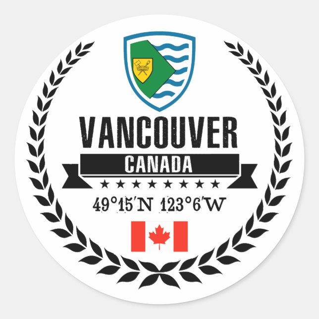 Vancouver Runt Klistermärke (Framsida)