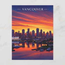 Vancouver Siluett Kanada Solnedgång Resa Vykort