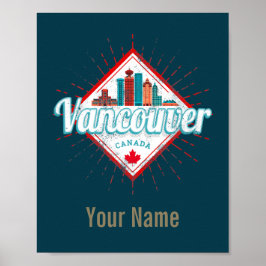 Vancouver Skyline British Columbia Retro Kanada Poster