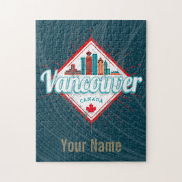 Vancouver Skyline British Columbia Retro Kanada Pussel