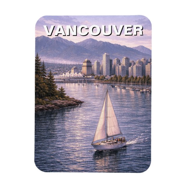 Vancouver Skyline Kanada Resa Magnet (Vertikal)