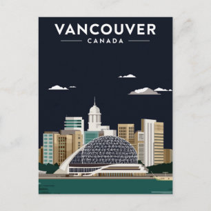 Vancouver Skyline Natt Elegans Vykort